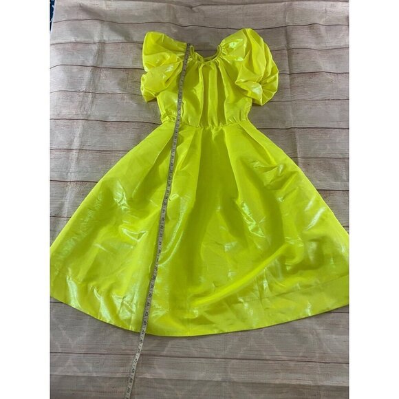 Christopher John Rogers Women's Flourescent yellow Puff Sleeve Dress - XS - Picture 7 of 14